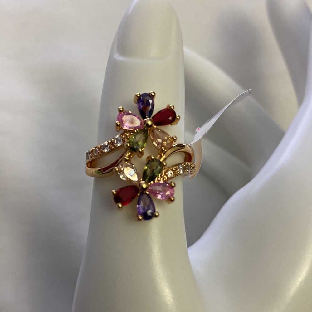 Rings, multicor Size 7 with gold bath 14 k and zircon